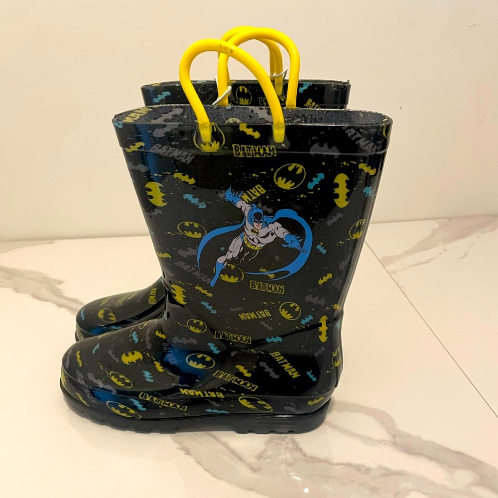Batman Rain Boots with Yellow Handles